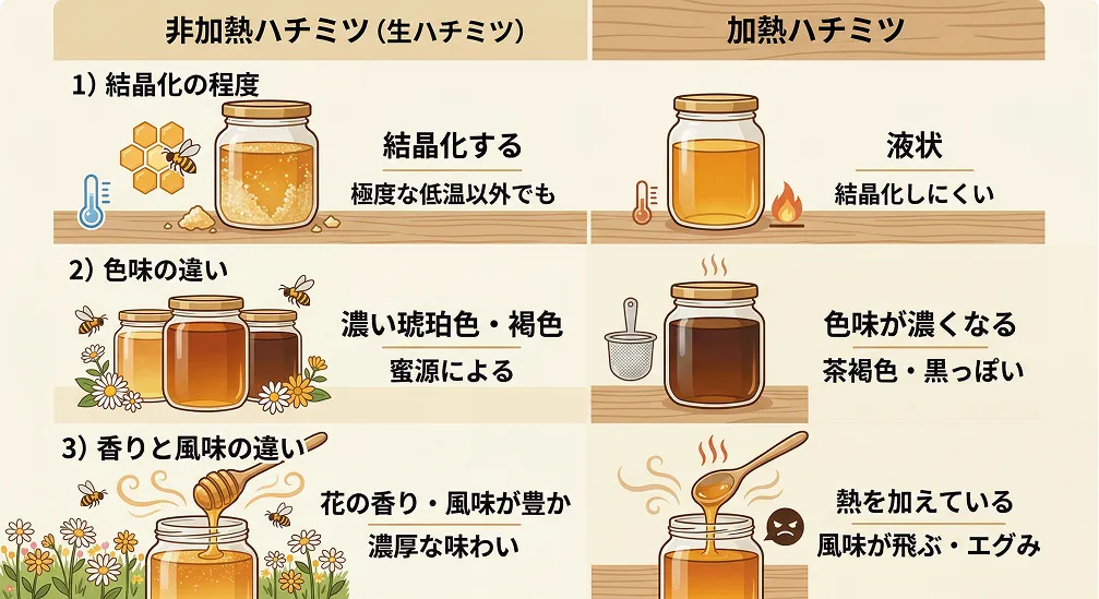非加熱ハチミツの見極め方