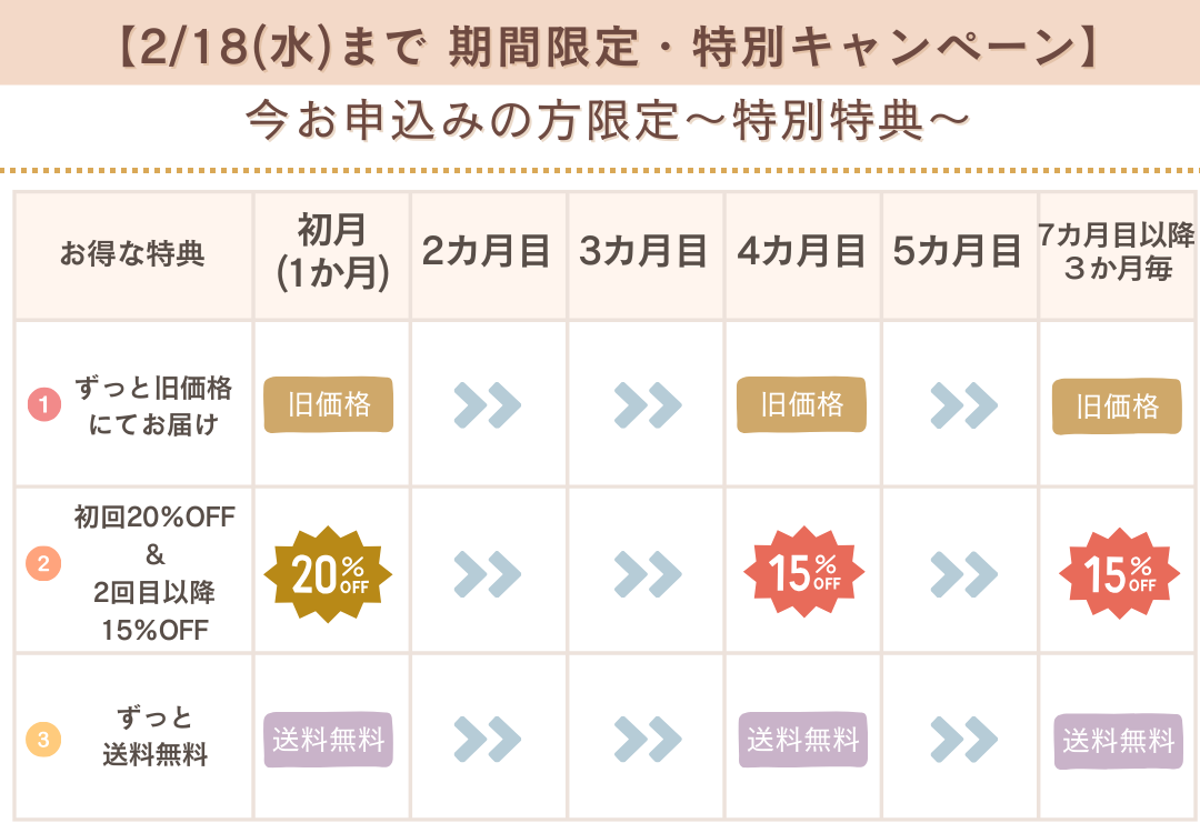 スティックハチミツ定期便〈1年コース〉の特典内容をまとめた画像